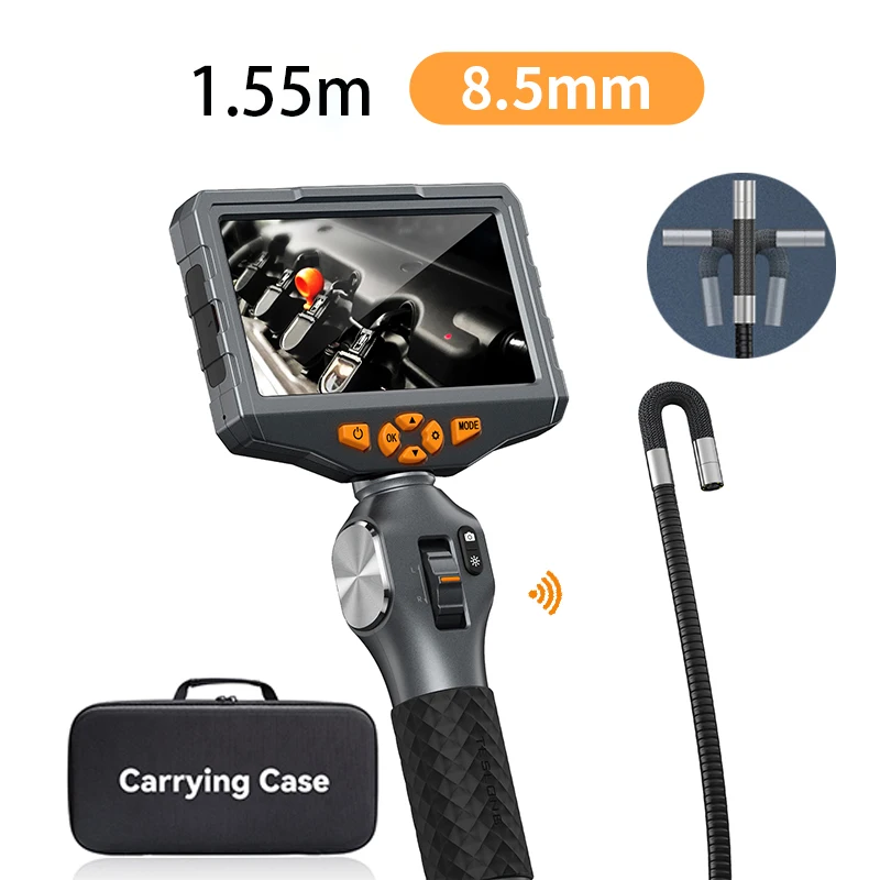 TESLONG TD500 Tweerichtings 360 ° Articulerende Borescope 2.0MP 5 inch IPS-scherm endoscoopcamera met WIFI 32GB kaart