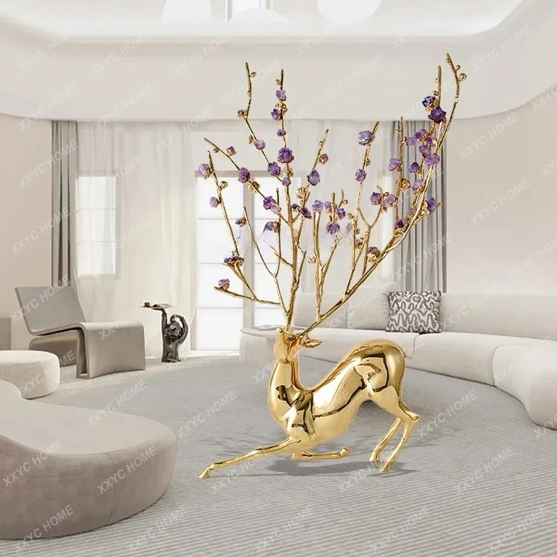 luxury deer sculpture ornament large floor decoration in the clubhouse next to the TV cabinet in the entrance of theliving room5