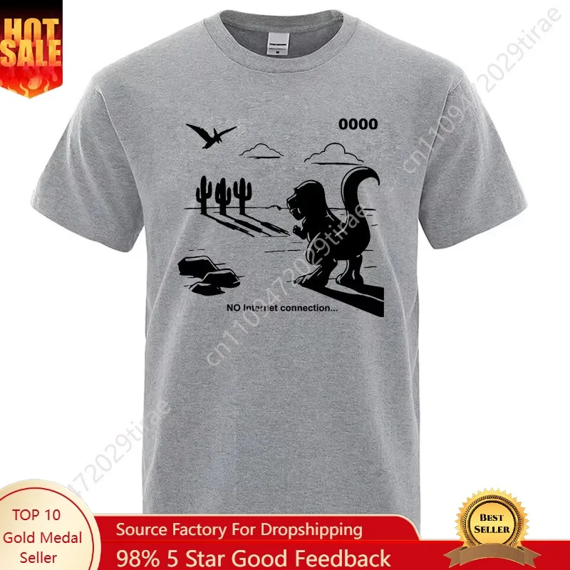 Men's T-shirt Cotton Blend Casual Funny Dinosaur Print T-shirt Loose O-neck Summer Tshirt Short Sleeve T-shirt Male Shirts Top