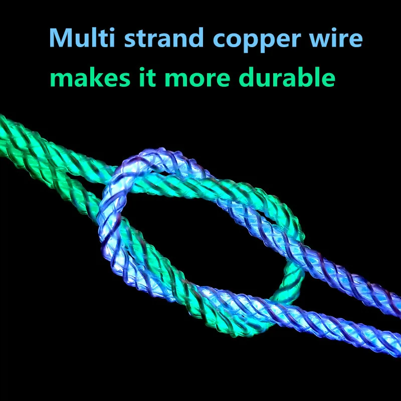 Cable de Datos 6A Carga Rápida RGB Luminoso Degradado 66W TYPE-C para iPhone 15 Pro Huawei Samsung 4