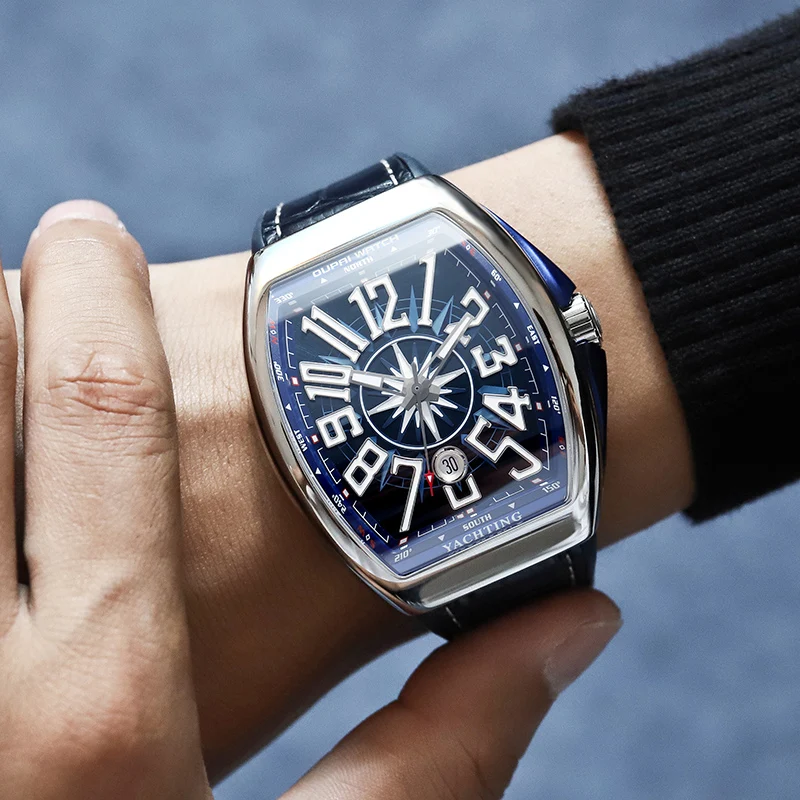 OUPAI 2022 New Arrival Tonneau Automatic Luxury Watch Man Frank Yachting Design Rectangle Wristwatch Waterproof