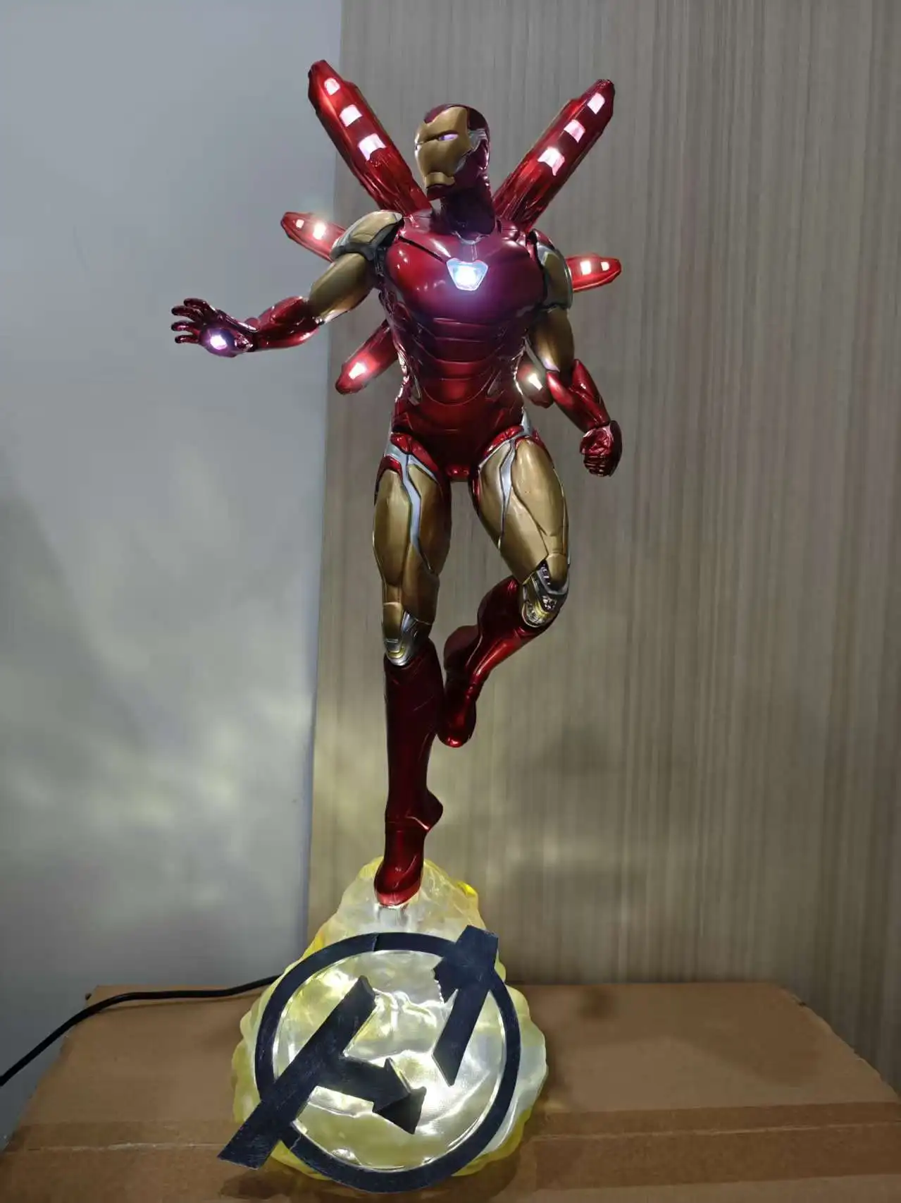 Iron Man Groot Formaat Light-Up Anime Figuur Model Standbeeld Collectie Desktop Decoratie Ornament Speelgoed Geschenken