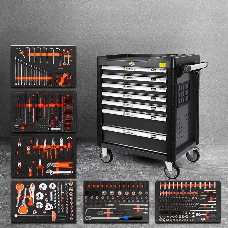 Professional Screwdrivers Tool Cabinet Wheeled Large Trolley Organizer Workshop Mechanical Tool Cabinet Garage Tool Arrangement