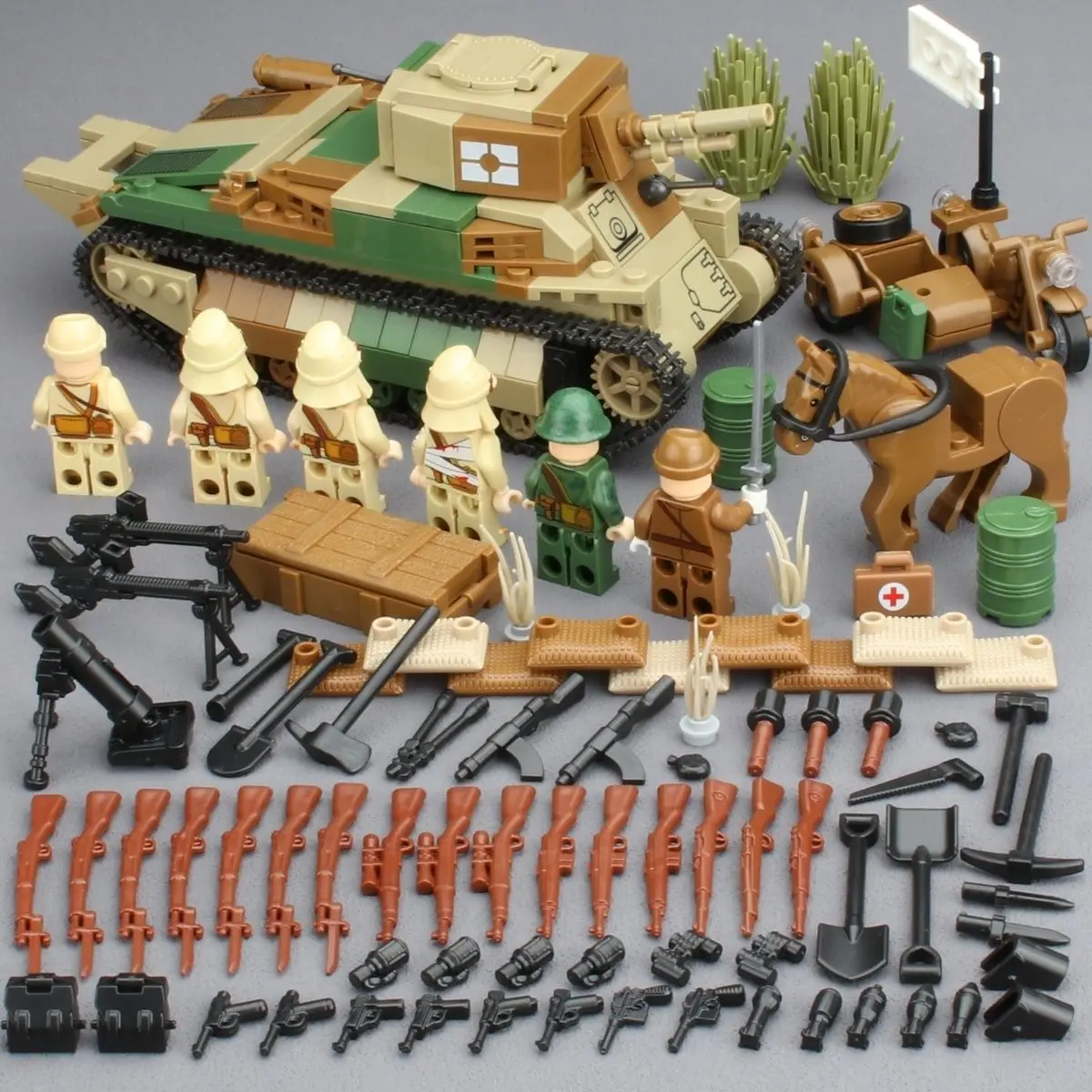 WOII Soldaat Japans Leger Militaire Wapens Speelgoedmodel WO2 M25 Zwaar Gepantserd Voertuig Rupsvoertuig Strijd Tank Bouwstenen Speelgoed
