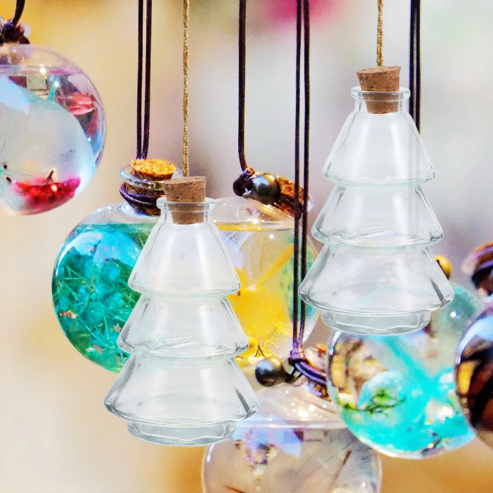 

5 Pcs Wishing Bottle Small Storage Cork Bottles Foldable Glass Drifting Jars Travel Clear