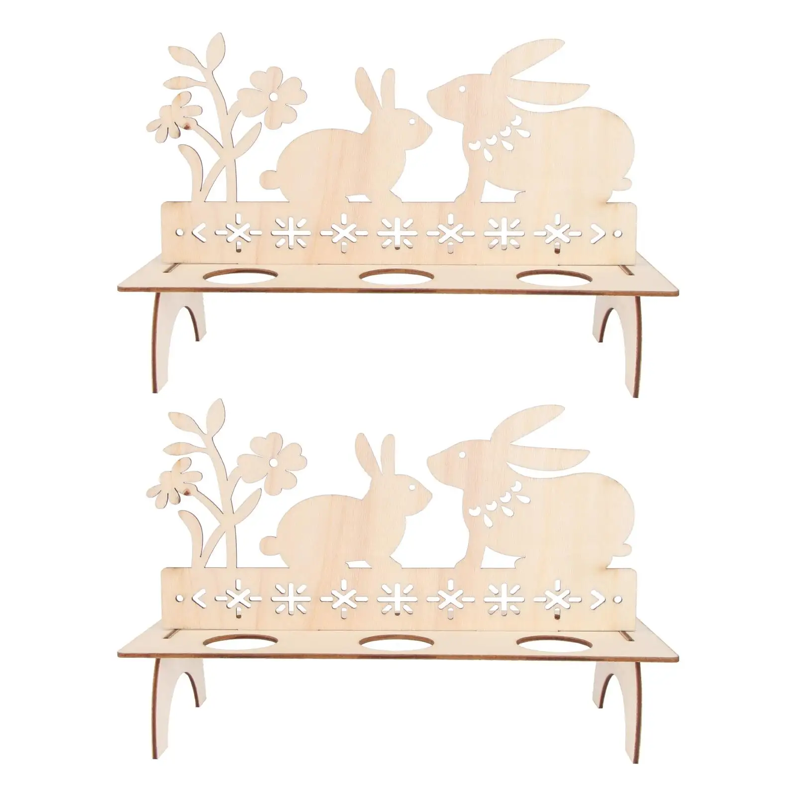 

2 Pcs Wooden Easter Holder Vintage Decor Unfinished Natural Wood Craft nament for Easter Party Table Display