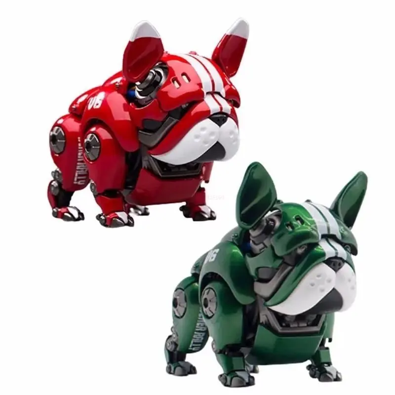 Transformation Robot Dog Action Figures Brinquedos para crianças e adultos, buldogue mecânico vermelho e verde, brinquedos modelo de coleção, presentes de aniversário