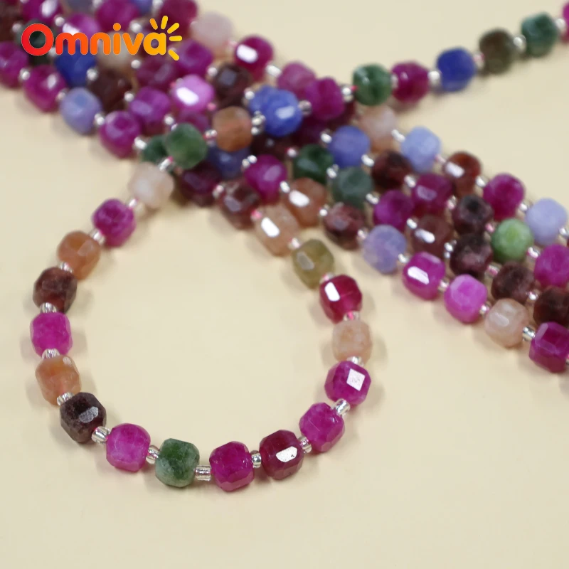 Faceted Tourmaline agate Natural Stone Loose Handmade beads DIY Accessories charm Bracelets For Making 15 '' Wholesale 6/8/10MM