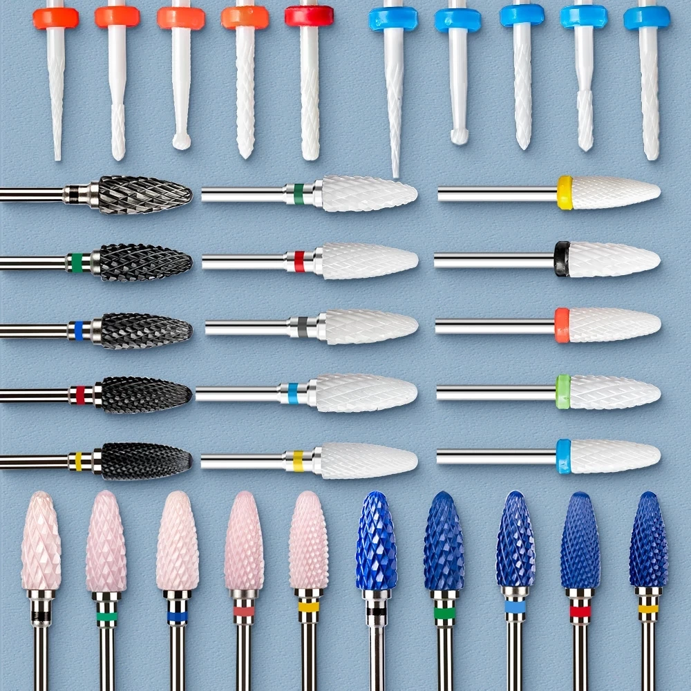 Ceramic Carbide Nail Drill Bit Rotate Burr Milling Nail Cutter Bits Electric Drill Machine For Manicure Pedicure Tools