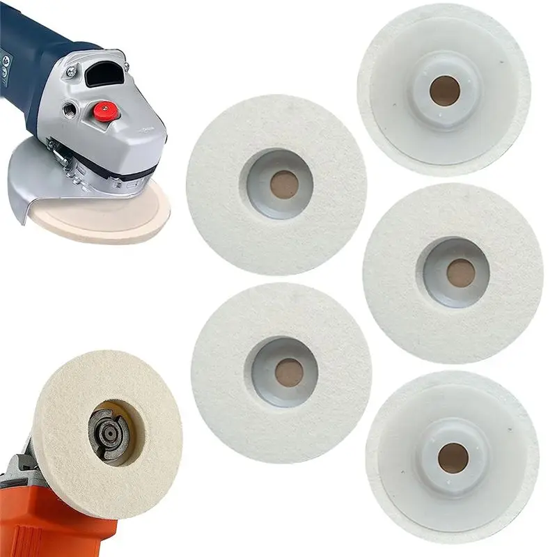 5Pcs Wool Felt Polishing Wheel Disc Kit for 125mm Angle Grinder AC79