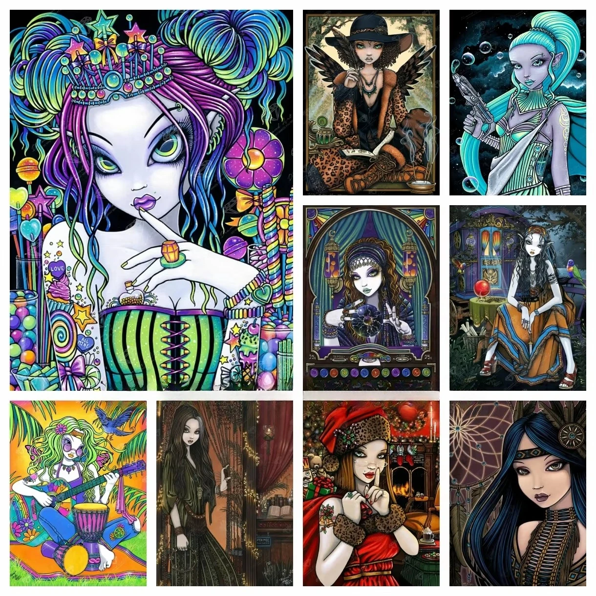 Fantasy Mystery Witch Constellation Divination Drills Diamond Painting Embroidery Cartoon Girl Cross Stitch Mosaic Home Decor