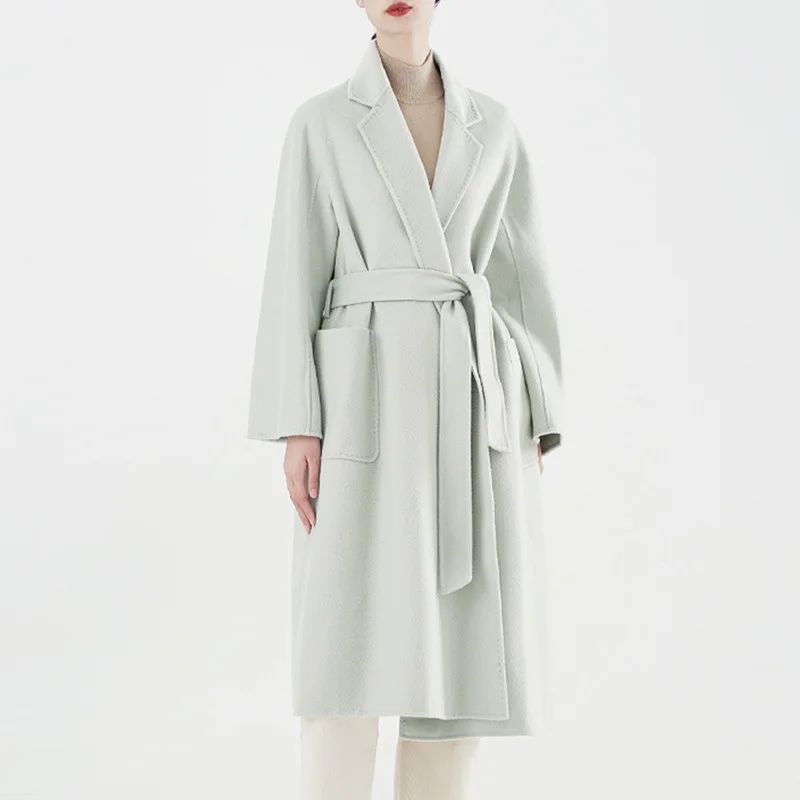 2024 Winter Wool Coat For Women Fashion Korean Style Lady Trench Coat 100% Wool Loose Overcoat