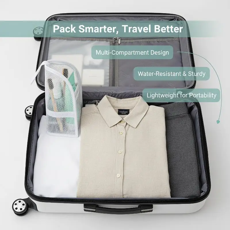 Travel Toiletry Bag for Men Women Breathable Mesh Stand Up Design with Multi Storage Pockets