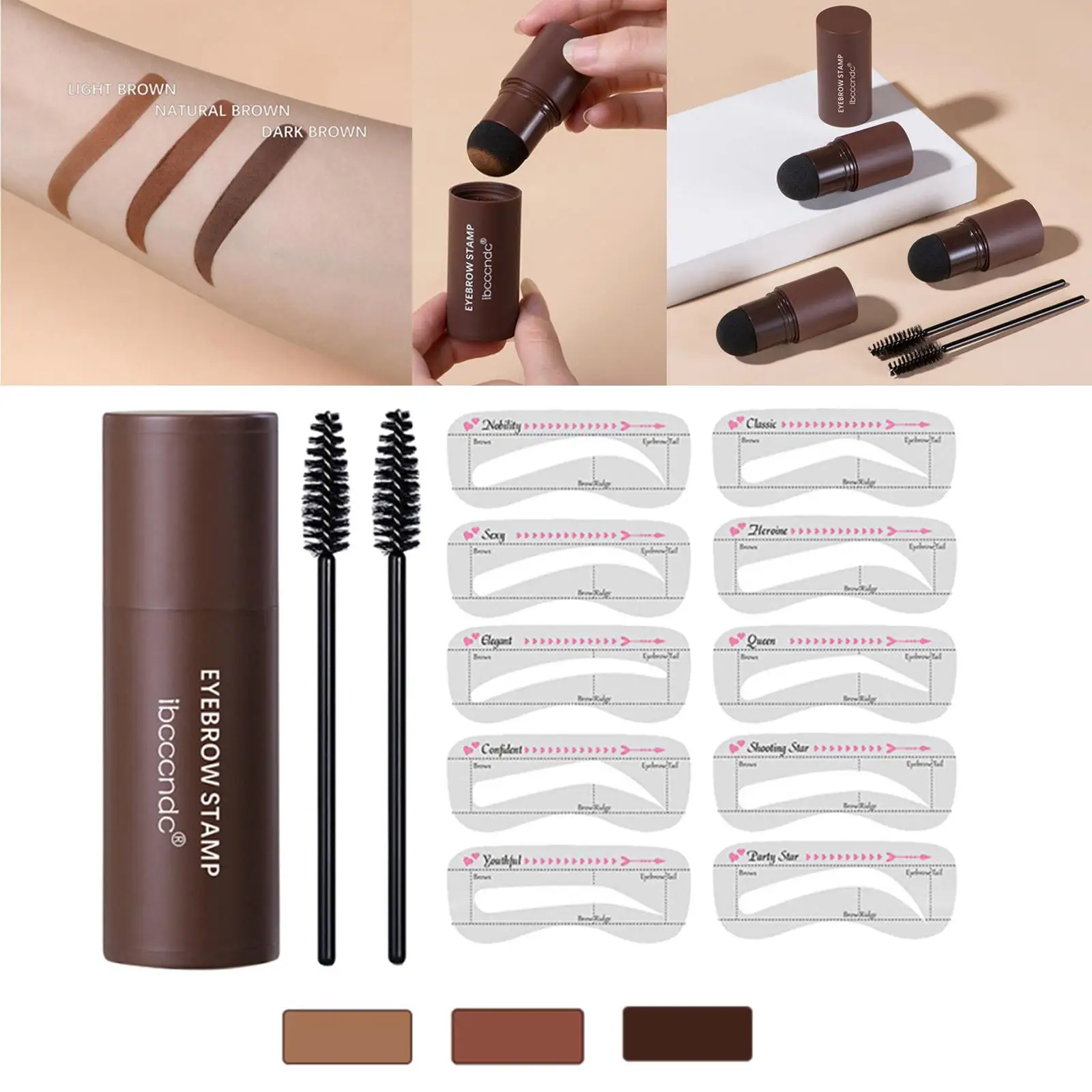 Kit para dar forma al sello de cejas, juego de maquillaje construible, definidor para mujeres, sello para cejas, sello en polvo para cejas, pinceles para lápiz de cejas