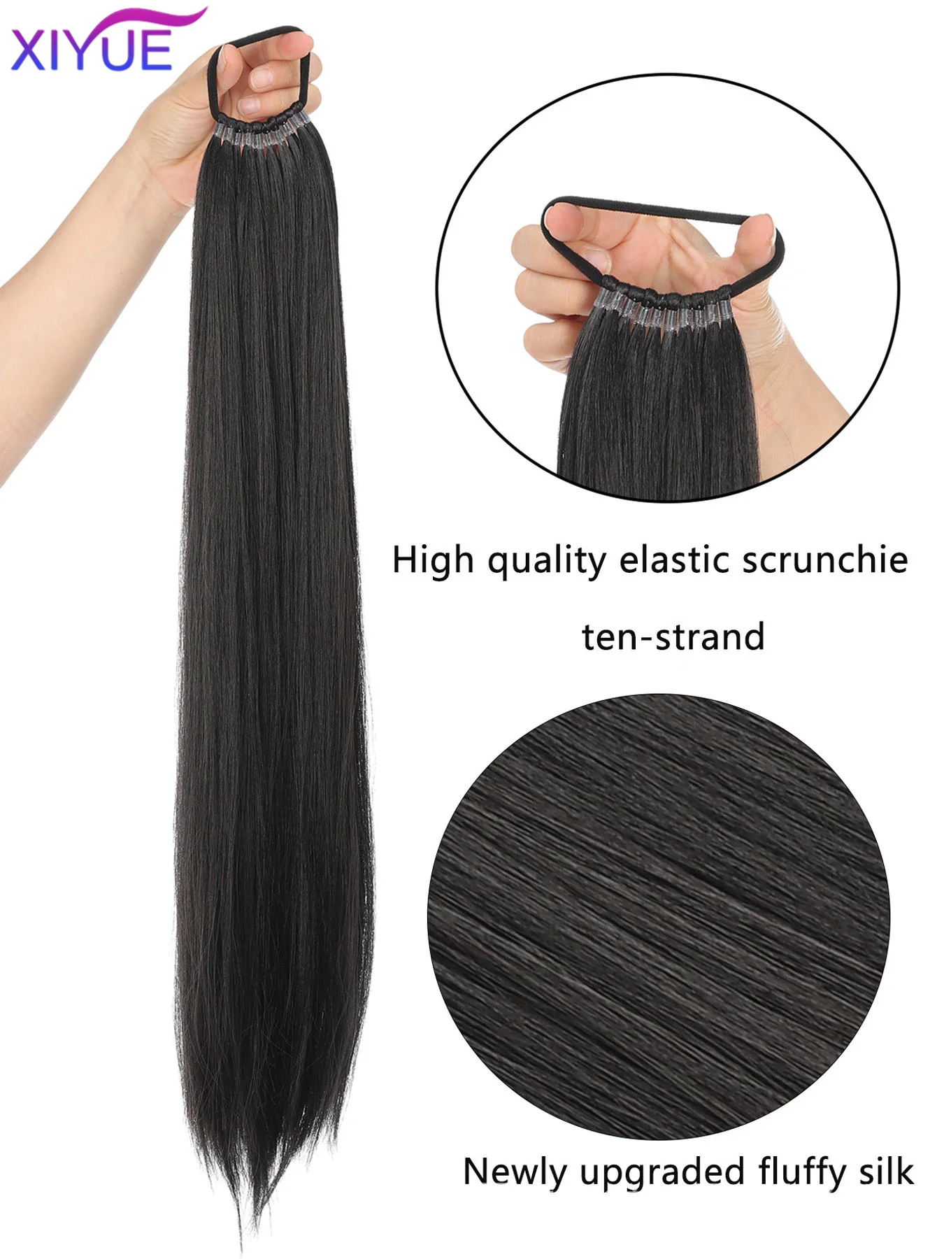 XIYUE Long Ponytail Hair Extensions Drawstring Ponytail Synthetic Ponytail Soft Clip-In Hair Extensions Ponytail Women's