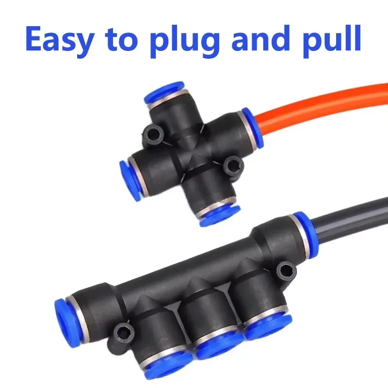 PK PZA6 Pneumatic Plastic Fittings 4 Way and 5 Way for Quick Connection of Water Hoses and Air Tubes with 4mm 6mm 8mm 10mm 12mm