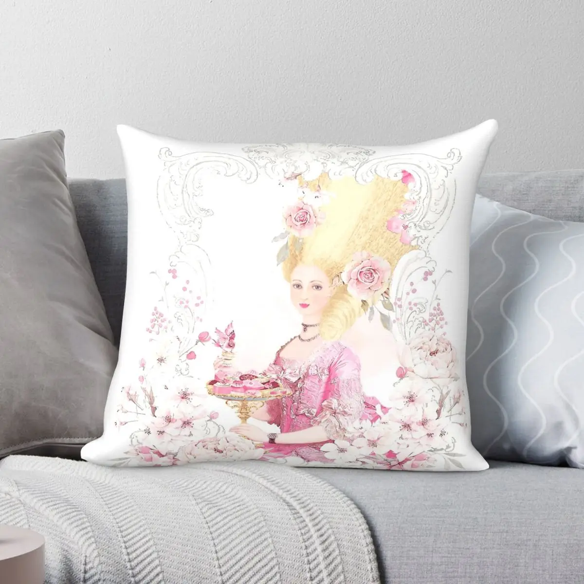 Marie Antoinette Paris In Spring Square Pillowcase Polyester Linen Velvet Printed Zip Decorative Home Cushion Cover 18