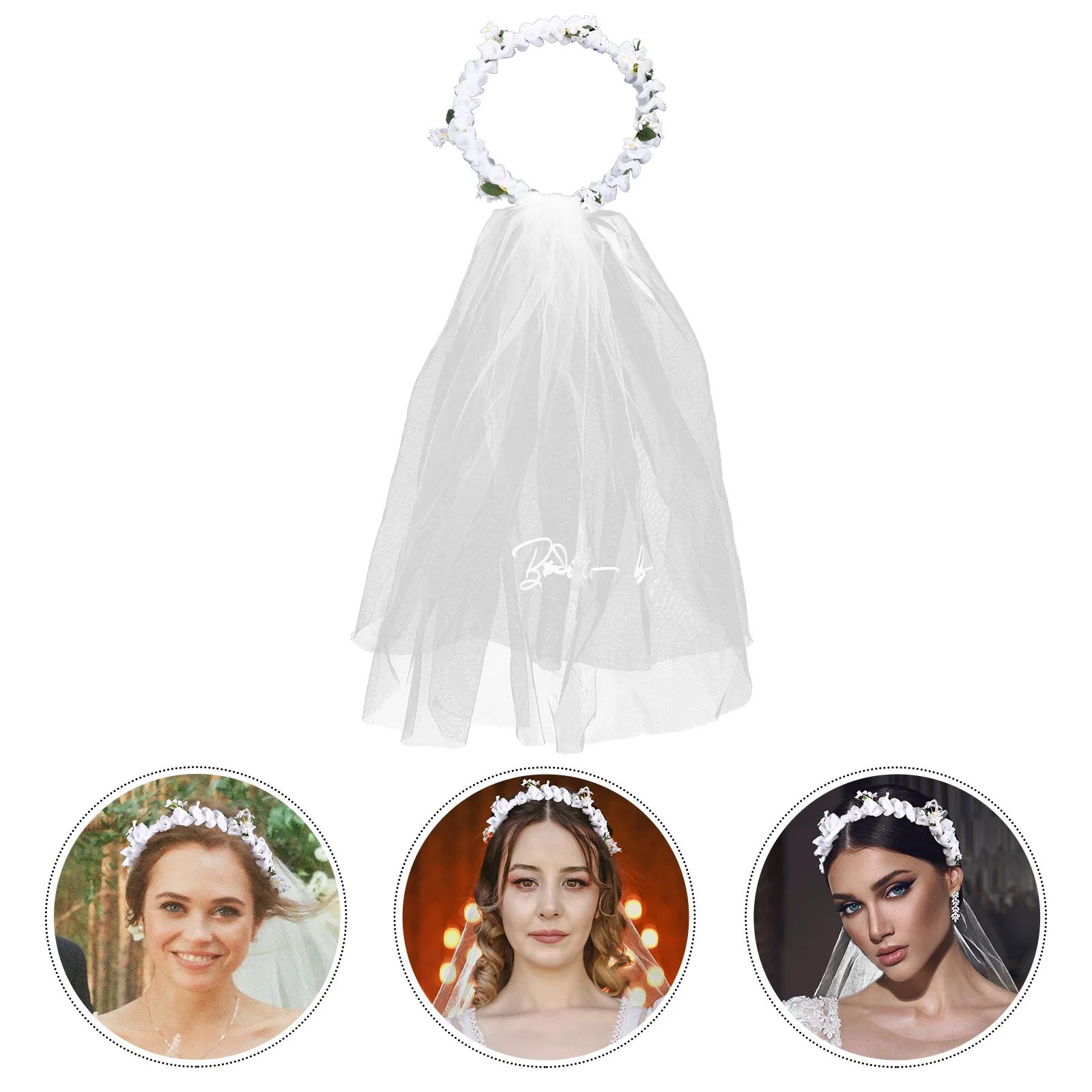 Veil Garland Bride Hair Wreath Accessories for Woman Headdresses Girlfriend Flower Headband Crown Bridal Wedding Jewelry Girls