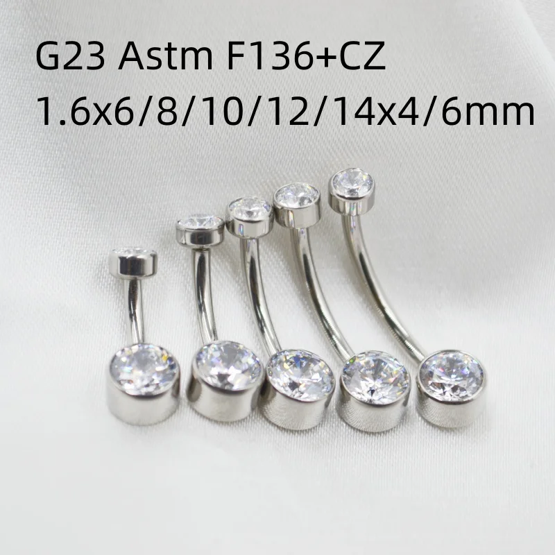 

Lot10PCS Body Jewelry-G23 Titanium CZ Nice Smart Navel Belly Button Body Piercing 14G Long Bar Navel Curve Barbells Belly Rings