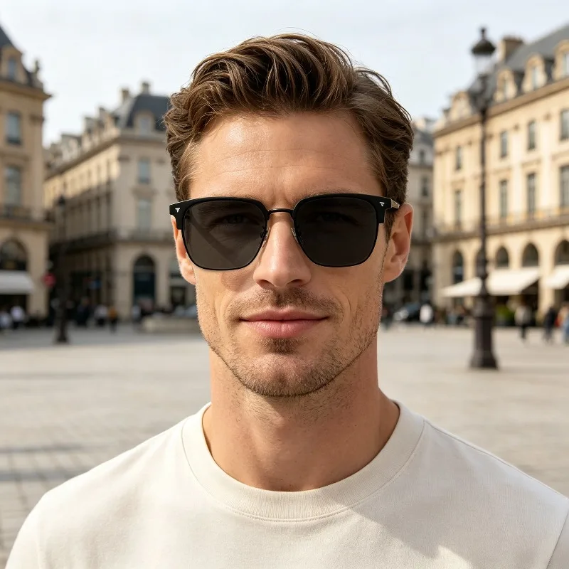 1‑Pack Unisex Fashion Business Anti‑Blue Light Eyeglasses with Photochromic Function
