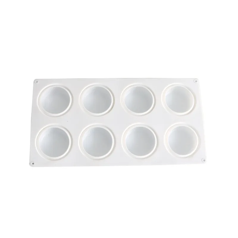 8 Cavity Flat Round Silicone Cake Mold for DIY Chocolate Mousse Jelly Pudding Pastry Ice Cream Dessert Bread Bakeware Pan Tools