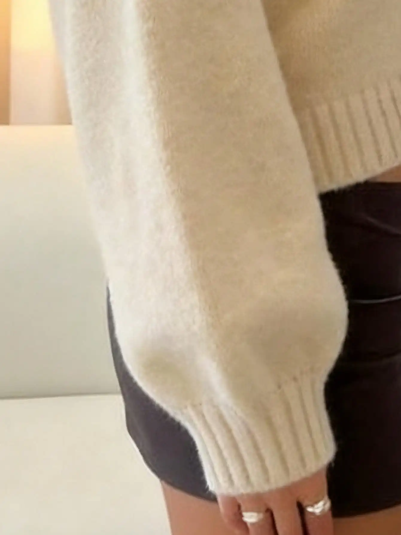 Plus Size Women Y2K Cropped Cardigan Sweater V Neck Drop Shoulder Fuzzy Knit Top Button Front Chic Going Out Autumn Winter - view 4