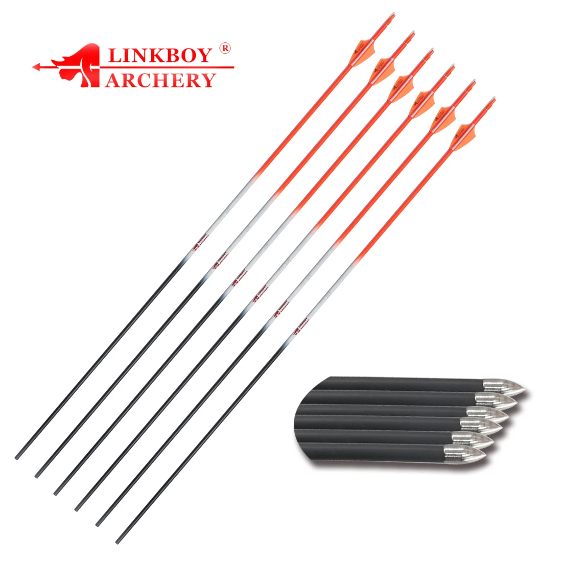 

Стрелы Linkboy Archery из чистого карбона, ID 4.2 мм, спайн 700, 800, 900, 1000, пластиковые оперения 1.75 дюйма, для рекурсивного лука, охота, 6 шт.