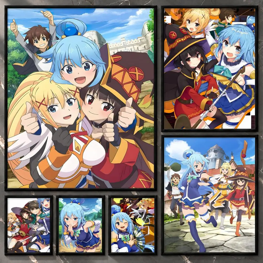 KonoSuba: God's Blessing on This Wonderful World Isekai Comedy Poster Aesthetic Unframed Wall Prints for Bedroom & Living Room
