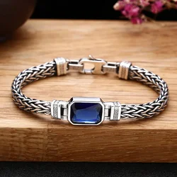 QN Silver Color 5MM Handmade Woven Cord Bracelet for Men and Women Retro Fashion Hip Hop Mens Jewelry