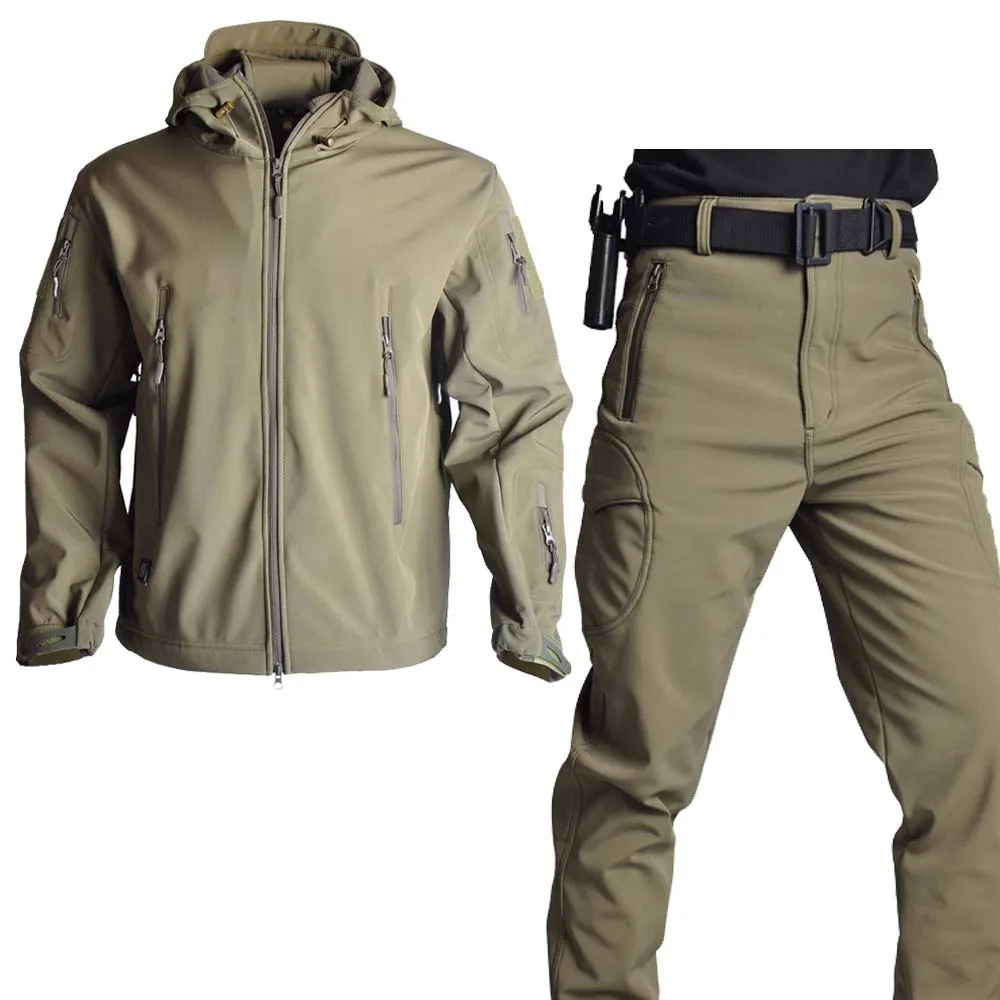 

Outdoor Uniforms Tactical Jackets Soft Shell Fleece Work Pants Safari Windproof Men Clothing Camo Combat Hunting Clothes