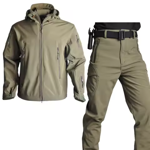 Outdoor Uniforms Tactical Jackets Soft Shell Fleece Work Pants Safari Windproof Men Clothing Camo Combat Hunting Clothes