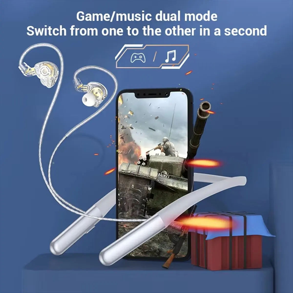 HAPPYDAY~ Surround sound metal bluetooth headset type-c gaming music dual mode hanging neck wired headphone with microphone