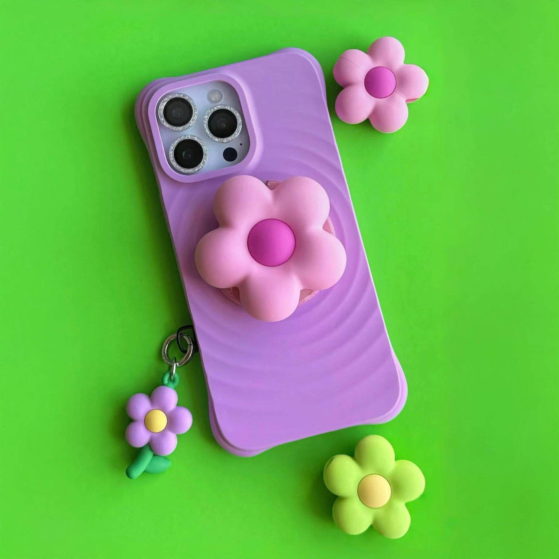

Pink Flower Pendant C Shape Magnetic Phone Stand for IPhone Holder Mount Support for Galaxy Mobile Phone Accessories