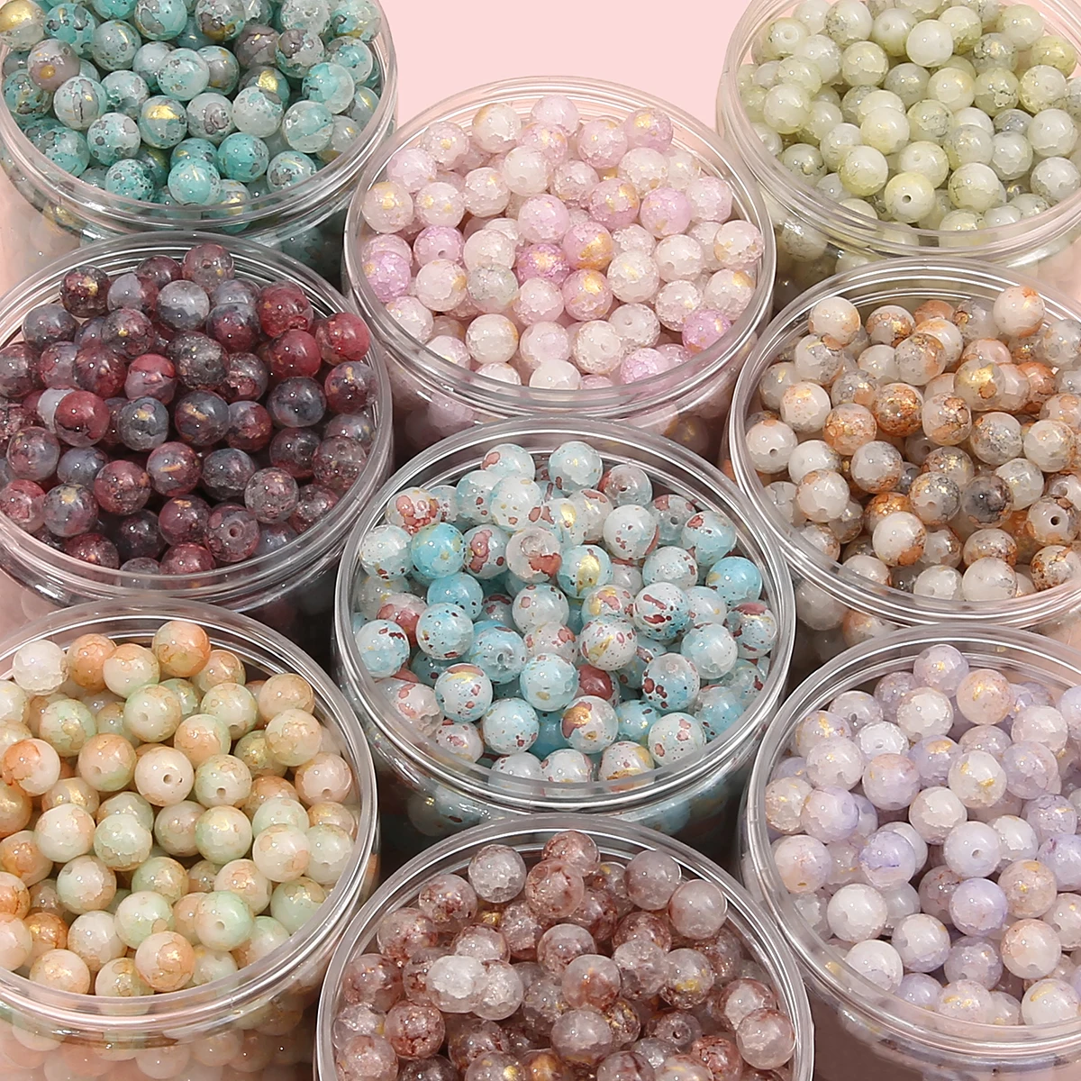 10mm Glass Jade Sprinkled Round Beads For Making Jewelry DIY Earring Bracelet Necklace Accessories 20pcs