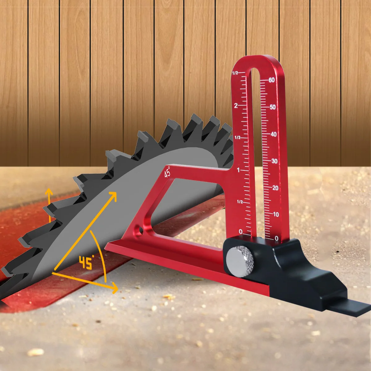 Adjustable Table Saw Depth Gauge 0-60mm Aluminum Metric And Inch Scale for Blade Router Bits Height Measuring