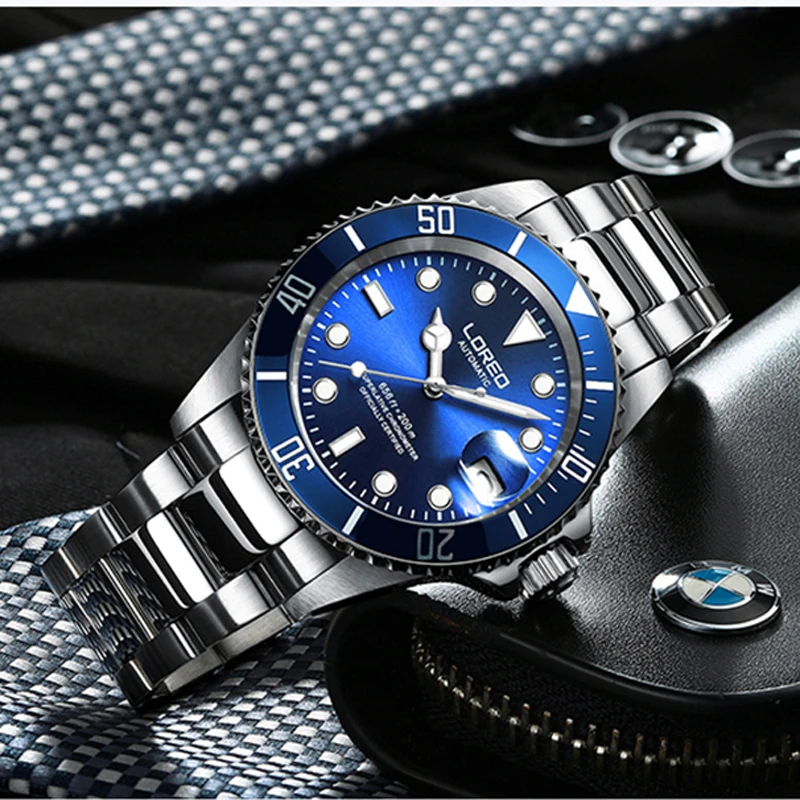 LOROE Top Brand 20ATM Waterproof Men Watches Automatic Mechanical Watch Sport Diving Sapphire Glass Montre Homme