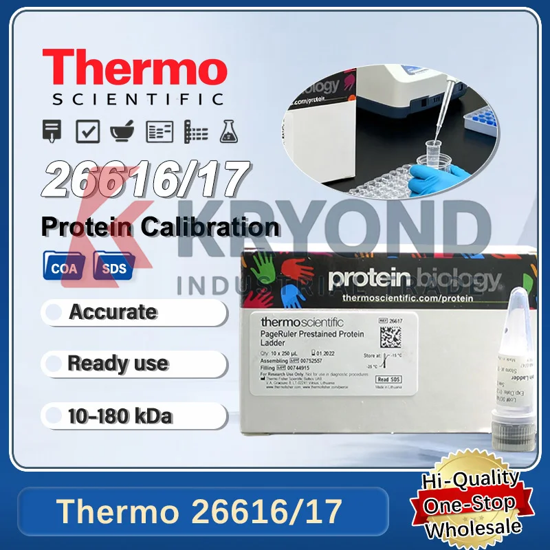 Thermo 26616/17 Scientific Prestained Protein Ladder 10–180kDa SDS PAGE Protein Marker for Molecular Weight Calibration Standard