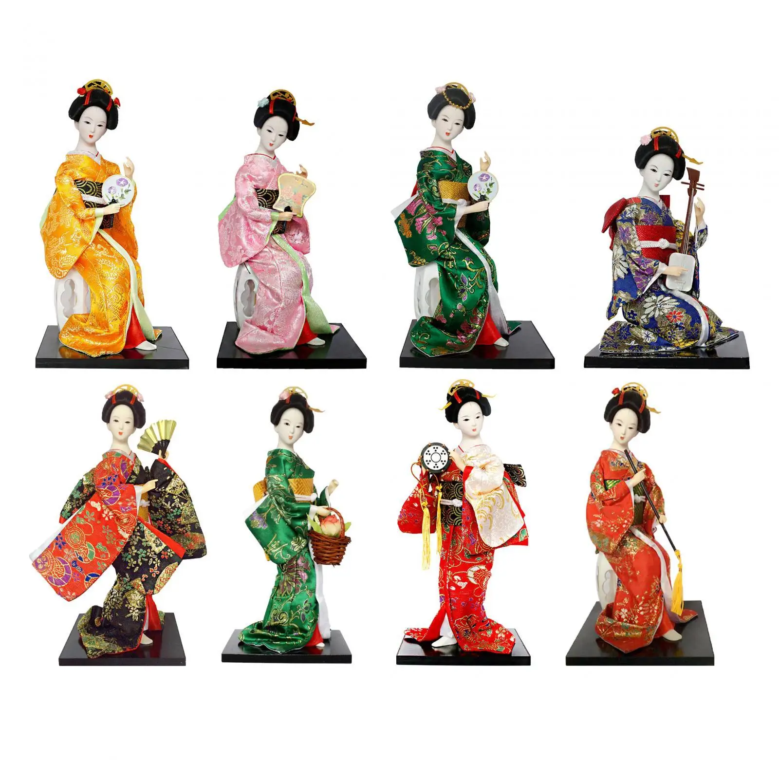 Japanese Geisha 12 inch Vintage Style Kimono Dolls for Tabletop Desktop Girl