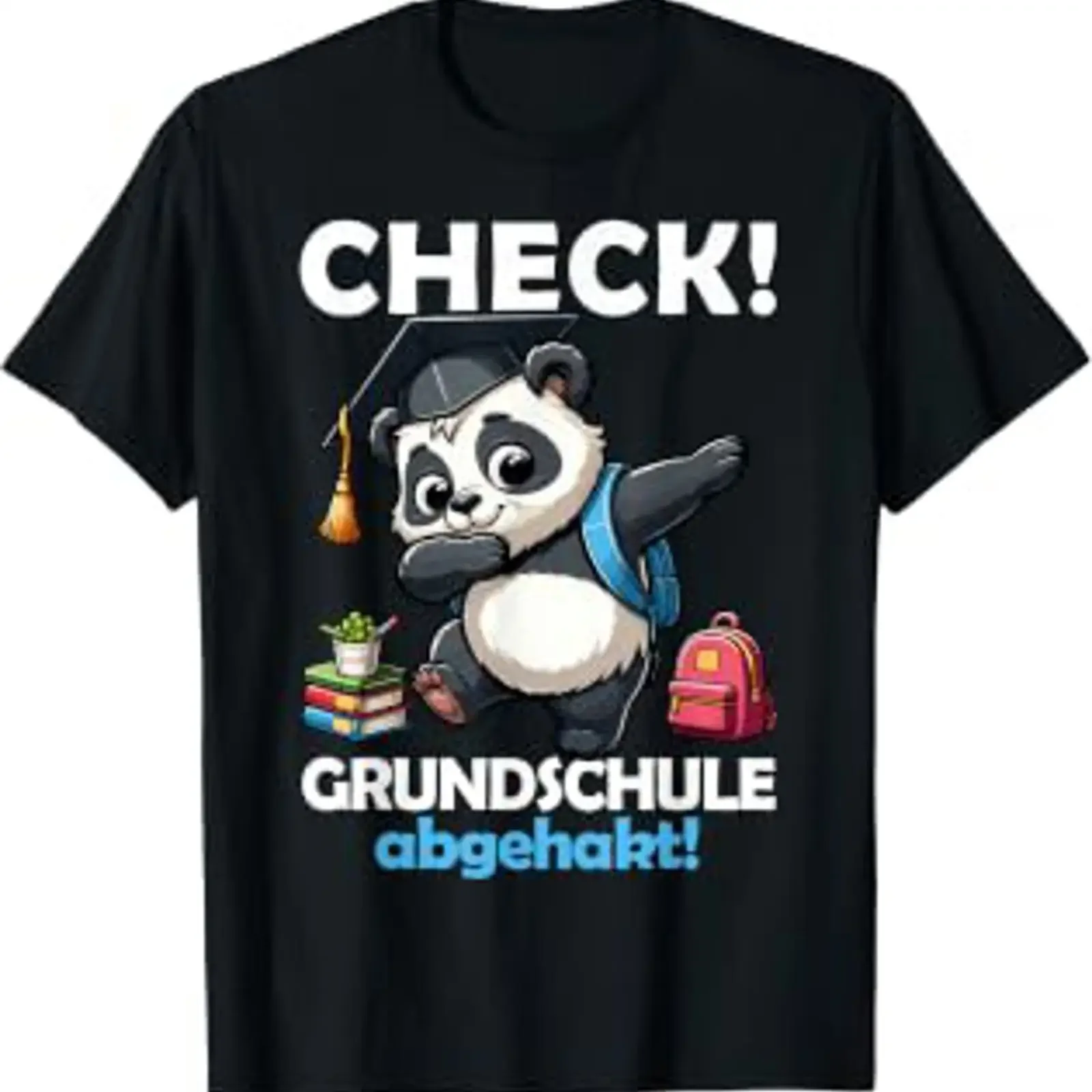 Check Primary School Abgehakt Farewell Graduation Panda T Shirt vintage Washed Soft Stylish streetwear graphic Slightly