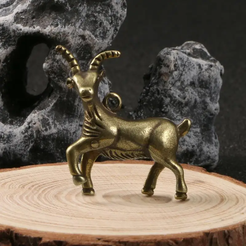 Antike Messing-Antilopen-Statue, kleine Tischdekoration, Kupfer-Tierfiguren, Ziegen-Figuren, Briefbeschwerer, Heimdekoration – Detail 6