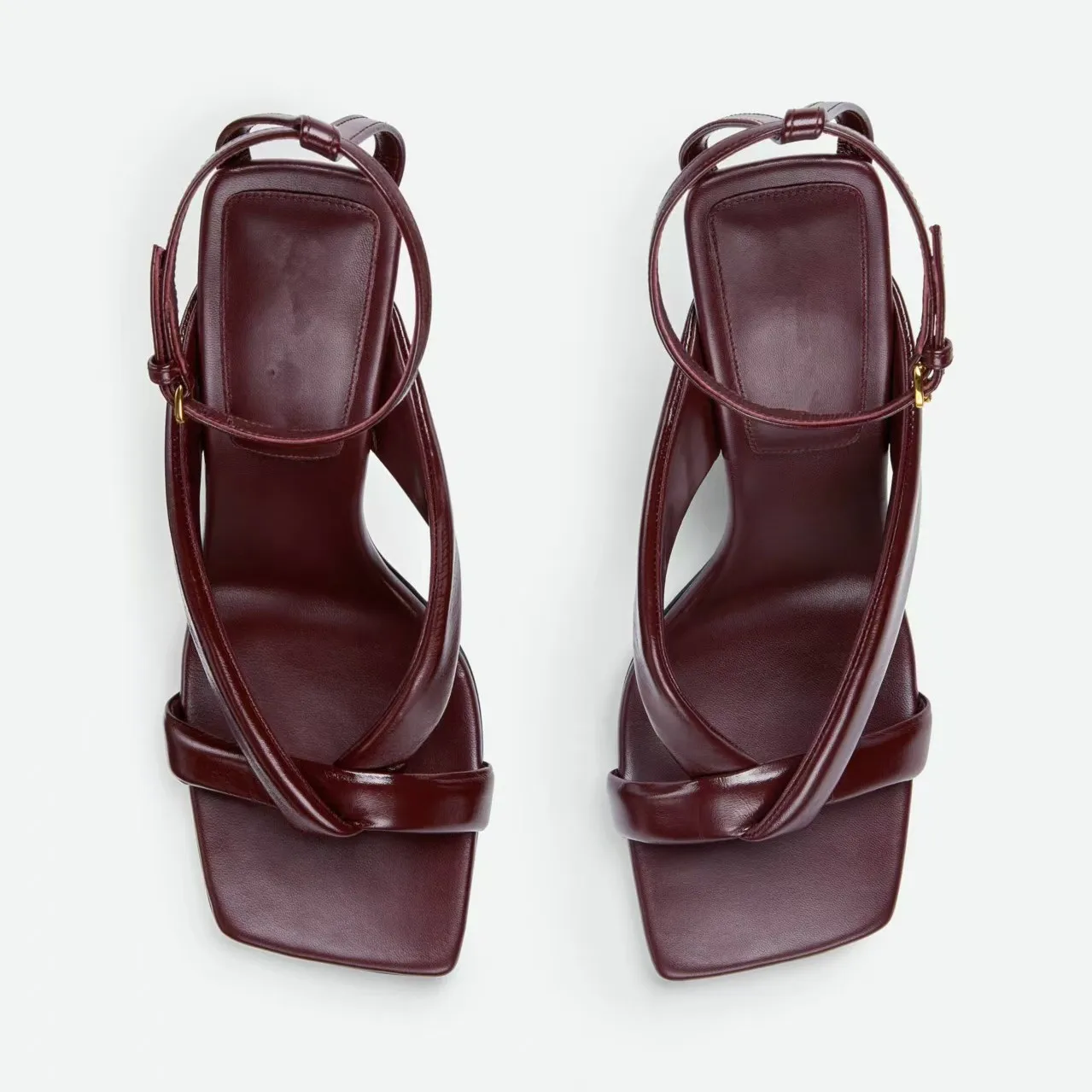Women's Square Toe Stiletto Sandals Criss-Cross Strap with Ankle Buckle for Wedding Parties Elegant Minimalist Fashion Statement