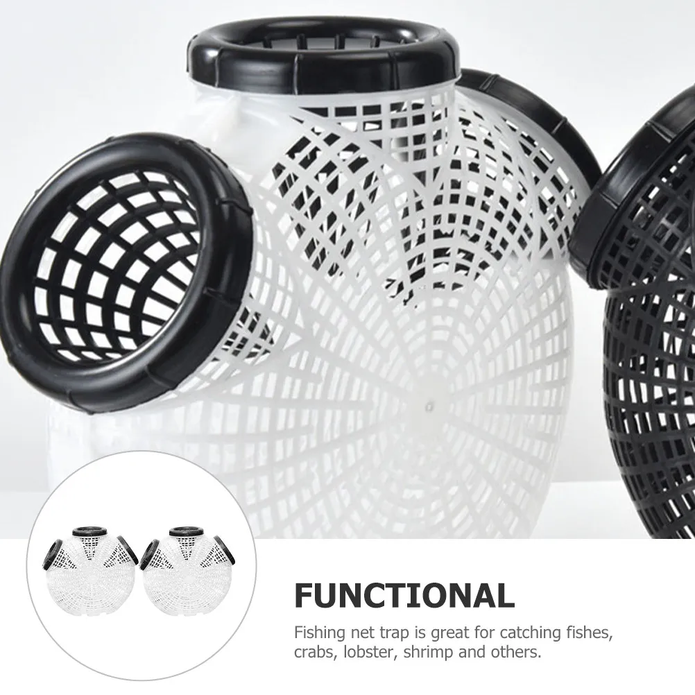 

2 шт. пластиковых многоразовых рыболовных садков-ловушек с сеткой для ловли крабов, раков, креветок, лобстеров, портативный компактный инструмент для улова