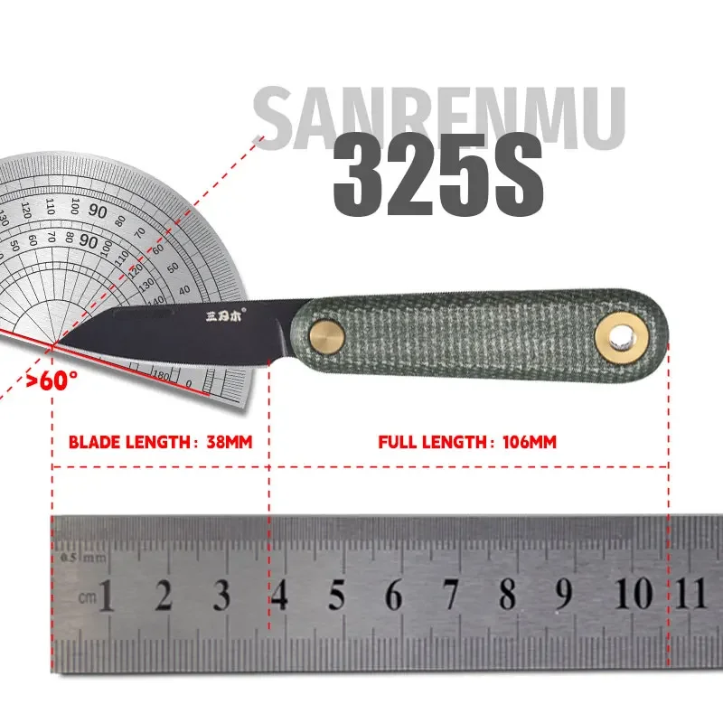 SANRENMU NEW 325S Pockets Folding Knife 12C27 Blade Mini Lockless Key Lightweight Gift Rescue Tool EDC