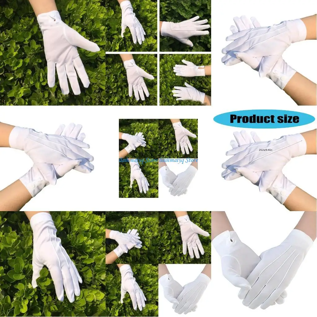 

573B Размер взрослых белые перчатки Формальные перчатки для вечеринки Косплей Полицейский театрализованное представление