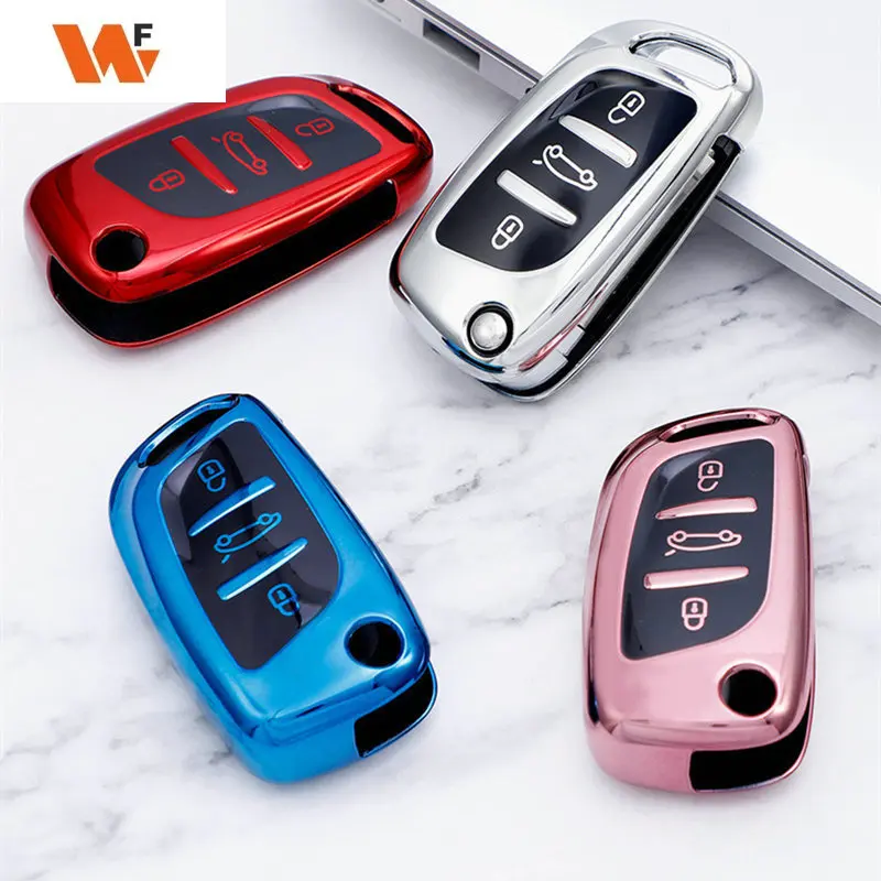 

PTPU Car Flip Key Case Cover Shell Fob For Citroen C1 C2 C3 C4 C5 XSARA PICA For Peugeot 306 407 807 For DS DS3 DS4 DS5 DS6