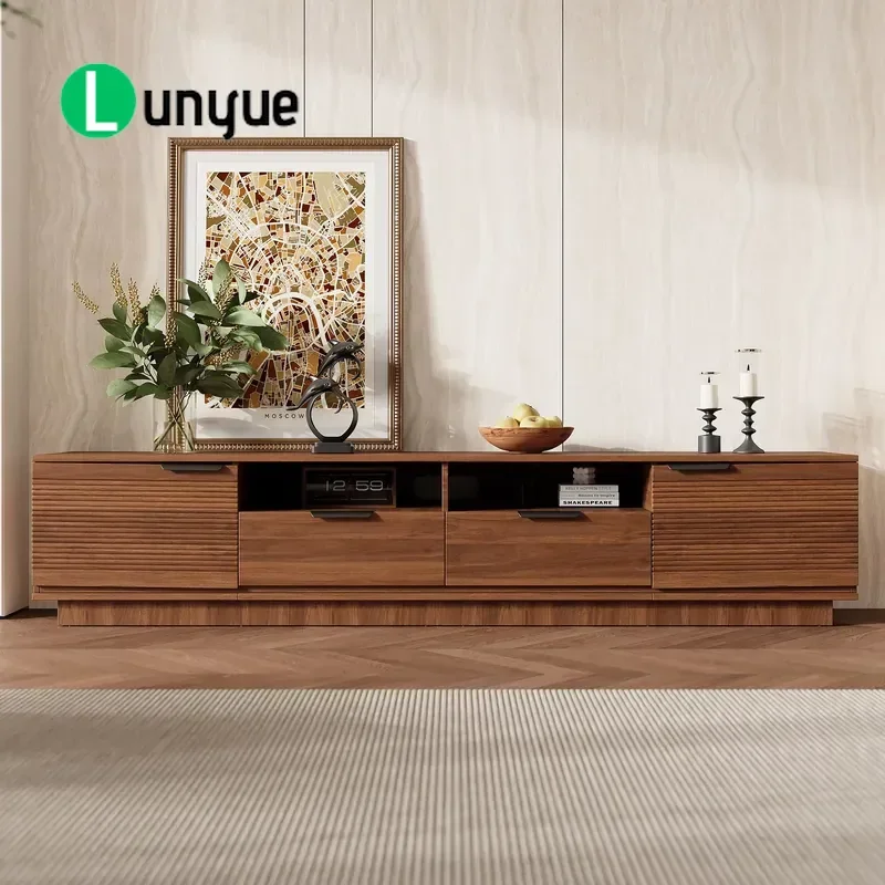 Modern TV Cabinet Entertainment Center with Deep Drawers Cable Management Soft Closing Hinges for Living Room Furniture