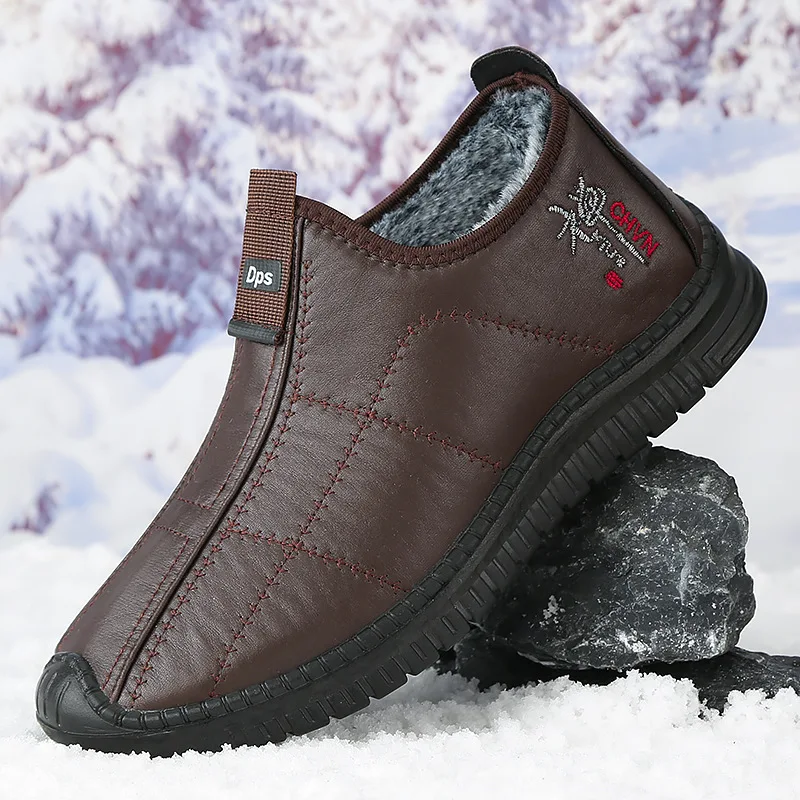 men's boots are warm waterproof non slip thick walking boots, and oversized work shoes for men aged 38-48 platform boots 2025