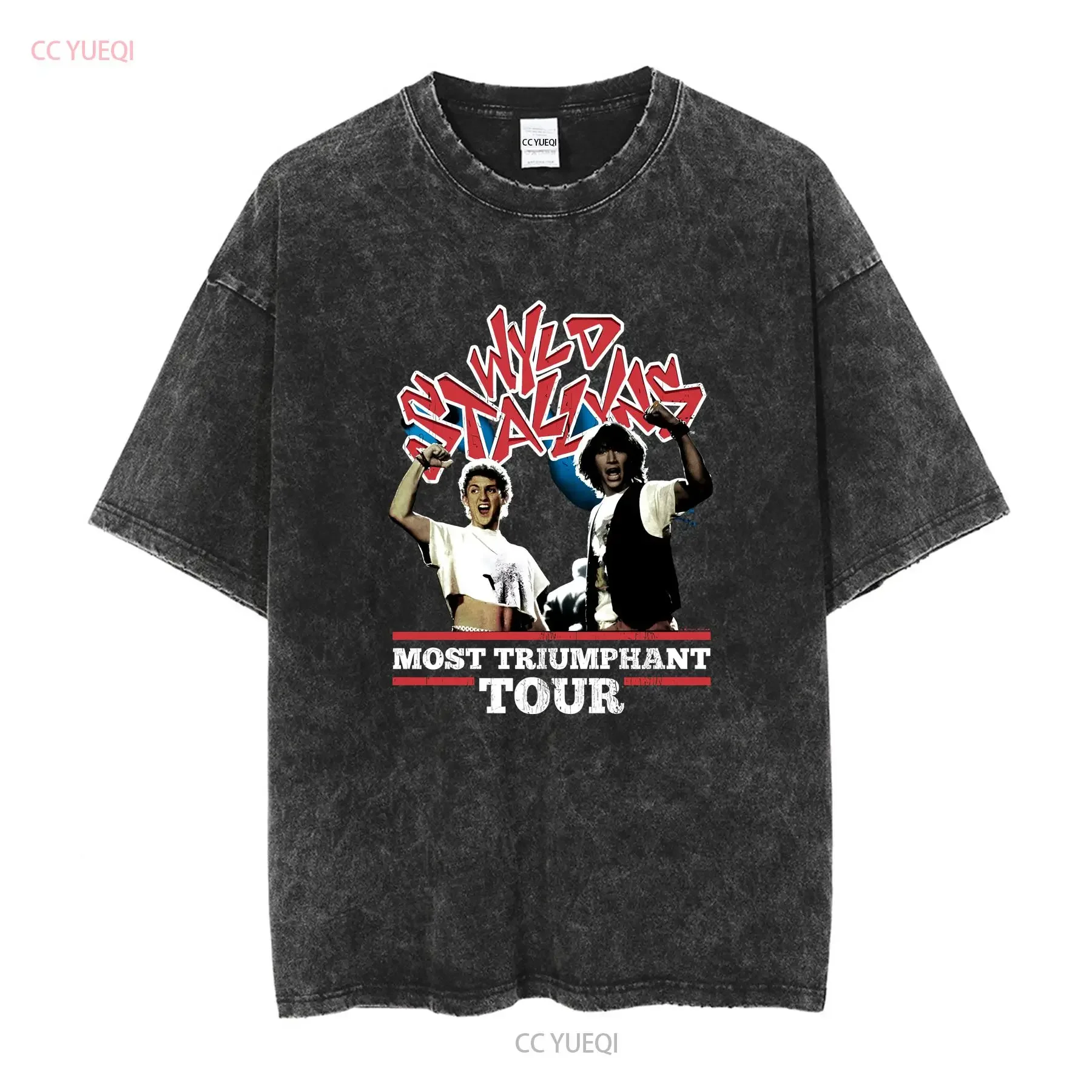 Bill and Ted Wyld Stallyn Most Triumphant Tour Black T Shirt long or short sleeves vintage Washed Top For Everyday Wear