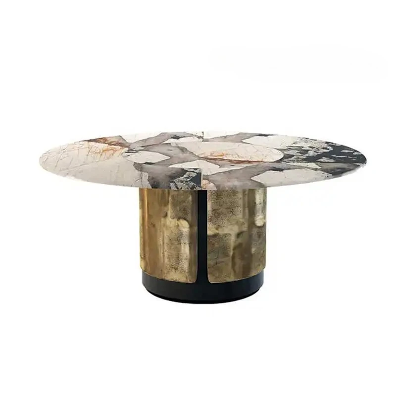 light luxury modern wind tempered glass dining table creative high-grade stainless steel old style can be customized