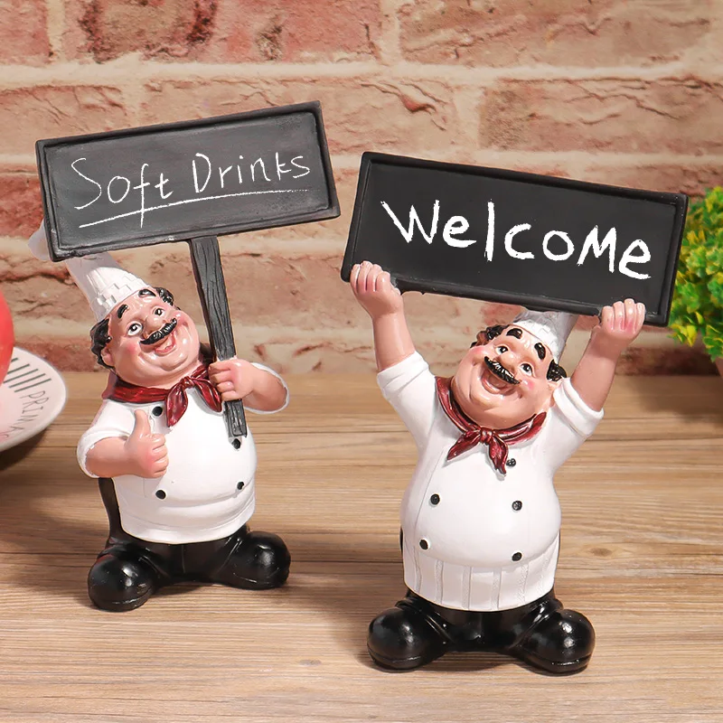 Mini Chef Welcome Sign Sculpture - Coffee Shop and Bookstore Tabletop Decoration - Living Room, Kitchen, and Entryway Decor